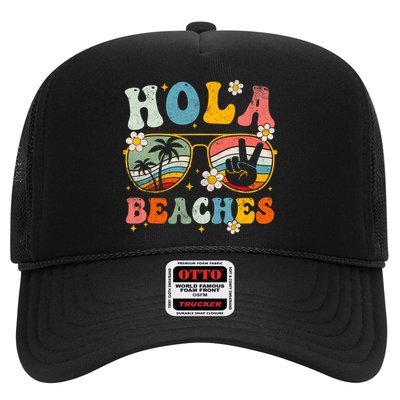 Hola Beaches Groovy Retro Funny Beach Vacation Summer Trucker Hat