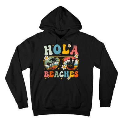 Hola Beaches Groovy Retro Funny Beach Vacation Summer Tall Hoodie