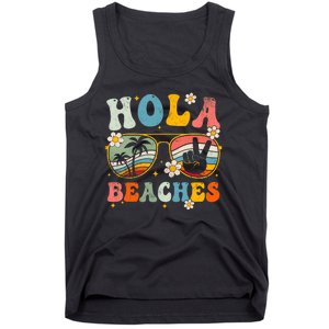 Hola Beaches Groovy Retro Funny Beach Vacation Summer Tank Top