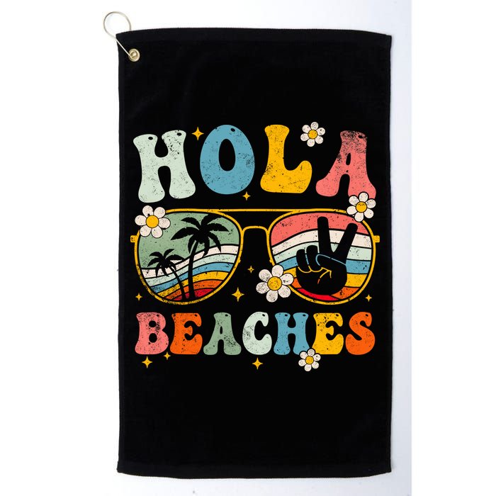 Hola Beaches Groovy Retro Funny Beach Vacation Summer Golf Towel