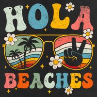 Hola Beaches Groovy Retro Funny Beach Vacation Summer Golf Towel