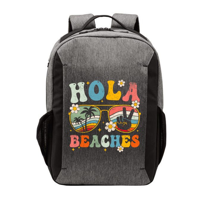 Hola Beaches Groovy Retro Funny Beach Vacation Summer Vector Backpack