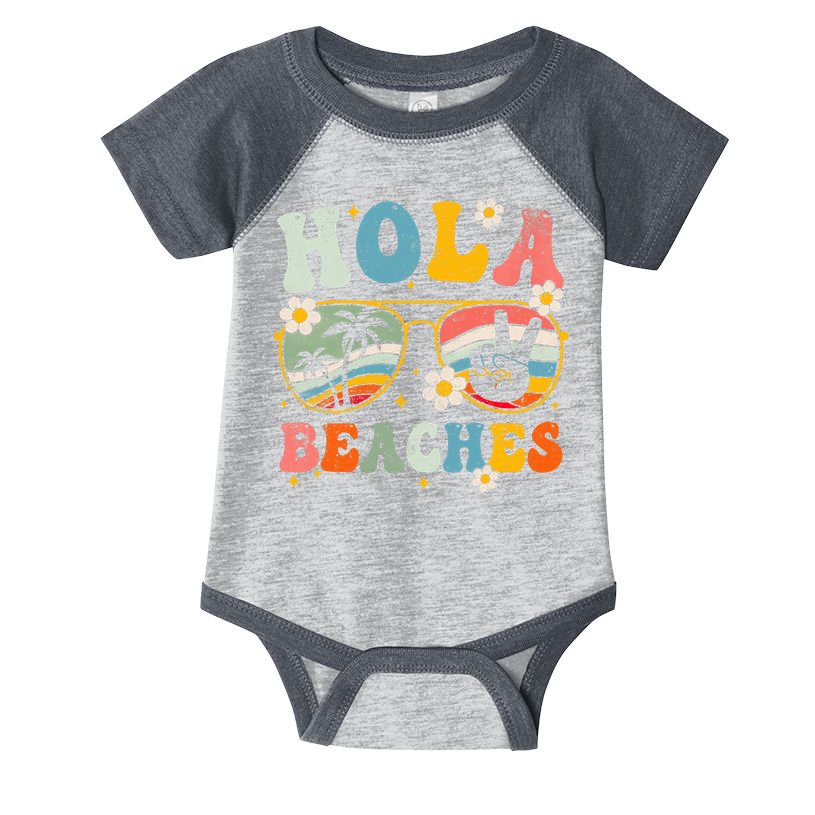 Hola Beaches Groovy Retro Funny Beach Vacation Summer Infant Baby Jersey Bodysuit