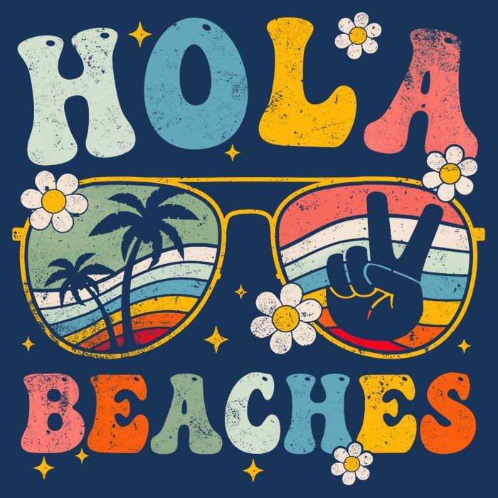 Hola Beaches Groovy Retro Funny Beach Vacation Summer Infant Baby Jersey Bodysuit