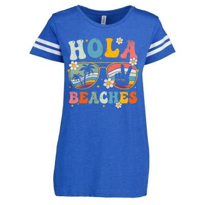 Hola Beaches Groovy Retro Funny Beach Vacation Summer Enza Ladies Jersey Football T-Shirt