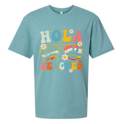 Hola Beaches Groovy Retro Funny Beach Vacation Summer Sueded Cloud Jersey T-Shirt