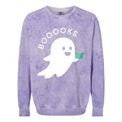 Halloween Booooks Ghost Reading Boo Read Books Library Great Gift Colorblast Crewneck Sweatshirt