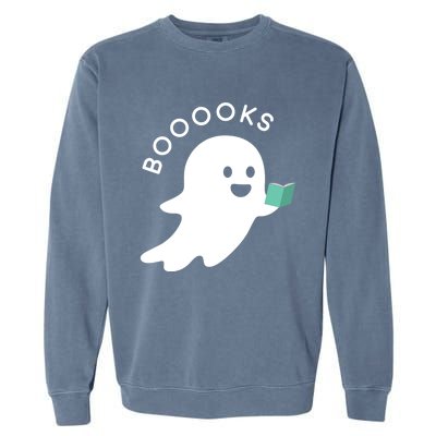 Halloween Booooks Ghost Reading Boo Read Books Library Great Gift Garment-Dyed Sweatshirt