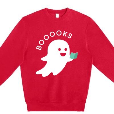 Halloween Booooks Ghost Reading Boo Read Books Library Great Gift Premium Crewneck Sweatshirt