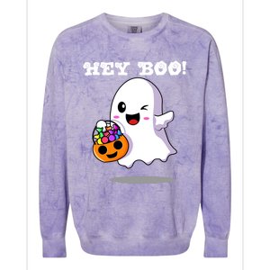 Hey Boo Ghost Trick Or Treat Funny Gift Colorblast Crewneck Sweatshirt