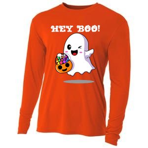 Hey Boo Ghost Trick Or Treat Funny Gift Cooling Performance Long Sleeve Crew