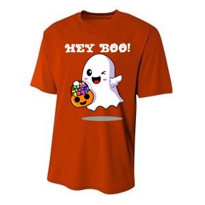 Hey Boo Ghost Trick Or Treat Funny Gift Performance Sprint T-Shirt