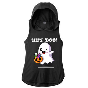 Hey Boo Ghost Trick Or Treat Funny Gift Ladies PosiCharge Tri-Blend Wicking Draft Hoodie Tank