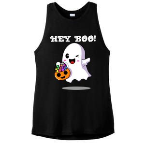 Hey Boo Ghost Trick Or Treat Funny Gift Ladies PosiCharge Tri-Blend Wicking Tank