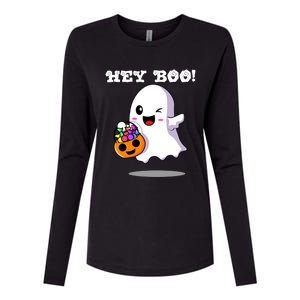 Hey Boo Ghost Trick Or Treat Funny Gift Womens Cotton Relaxed Long Sleeve T-Shirt