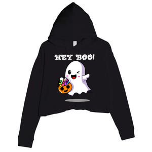 Hey Boo Ghost Trick Or Treat Funny Gift Crop Fleece Hoodie