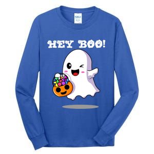 Hey Boo Ghost Trick Or Treat Funny Gift Tall Long Sleeve T-Shirt