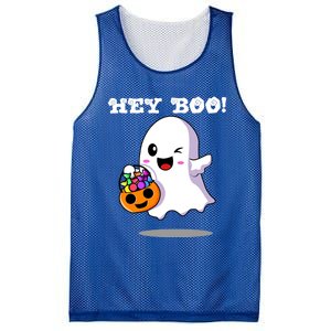 Hey Boo Ghost Trick Or Treat Funny Gift Mesh Reversible Basketball Jersey Tank