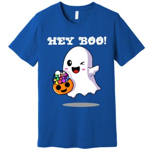 Hey Boo Ghost Trick Or Treat Funny Gift Premium T-Shirt