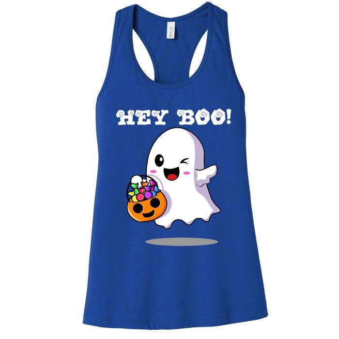 Hey Boo Ghost Trick Or Treat Funny Gift Women's Racerback Tank