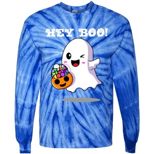 Hey Boo Ghost Trick Or Treat Funny Gift Tie-Dye Long Sleeve Shirt