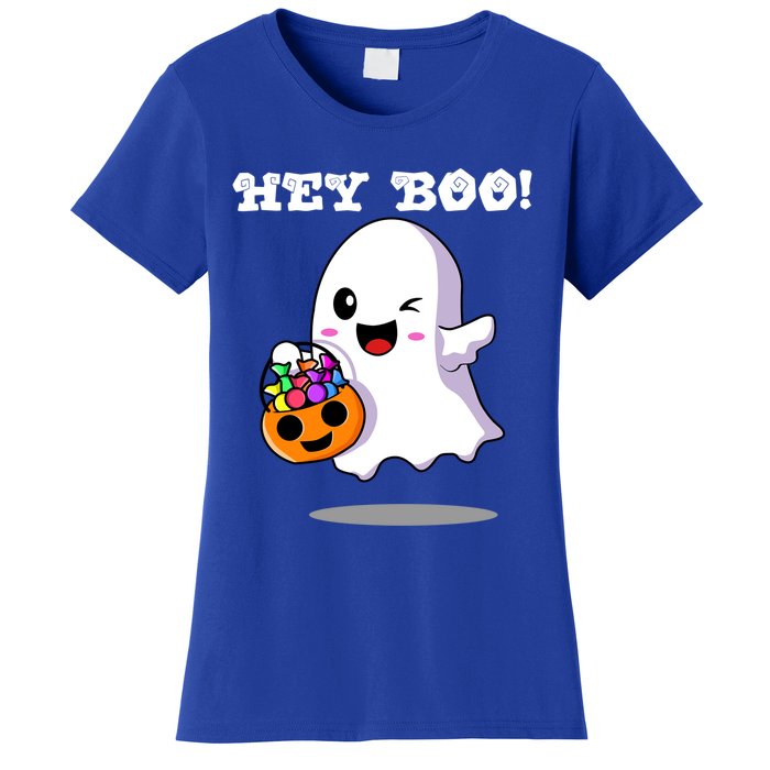 Hey Boo Ghost Trick Or Treat Funny Gift Women's T-Shirt