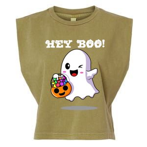 Hey Boo Ghost Trick Or Treat Funny Gift Garment-Dyed Women's Muscle Tee