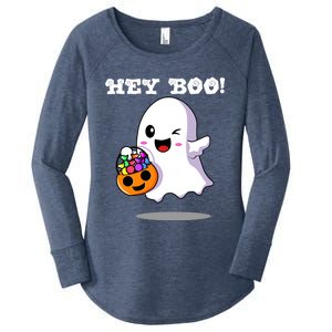 Hey Boo Ghost Trick Or Treat Funny Gift Women's Perfect Tri Tunic Long Sleeve Shirt