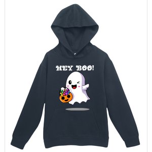 Hey Boo Ghost Trick Or Treat Funny Gift Urban Pullover Hoodie