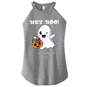 Hey Boo Ghost Trick Or Treat Funny Gift Women's Perfect Tri Rocker Tank