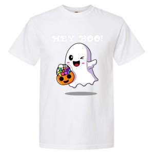 Hey Boo Ghost Trick Or Treat Funny Gift Garment-Dyed Heavyweight T-Shirt