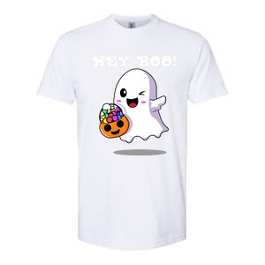 Hey Boo Ghost Trick Or Treat Funny Gift Softstyle CVC T-Shirt