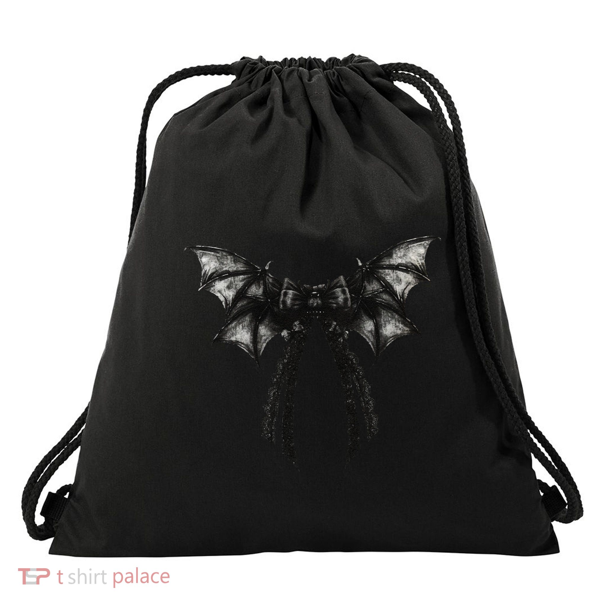Halloween Bat Gothic Coquette Bow Retro Halloween Drawstring Bag