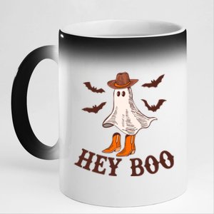 Hey Boo Ghost Western Cow Funny Halloween Spooky Cute Gift 11oz Black Color Changing Mug