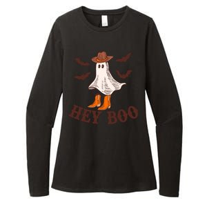 Hey Boo Ghost Western Cow Funny Halloween Spooky Cute Gift Womens CVC Long Sleeve Shirt