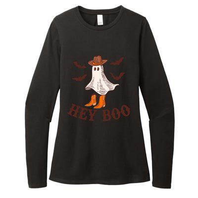 Hey Boo Ghost Western Cow Funny Halloween Spooky Cute Gift Womens CVC Long Sleeve Shirt