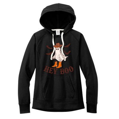 Hey Boo Ghost Western Cow Funny Halloween Spooky Cute Gift Women's Fleece Hoodie