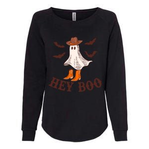 Hey Boo Ghost Western Cow Funny Halloween Spooky Cute Gift Womens California Wash Sweatshirt