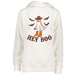 Hey Boo Ghost Western Cow Funny Halloween Spooky Cute Gift Womens Funnel Neck Pullover Hood