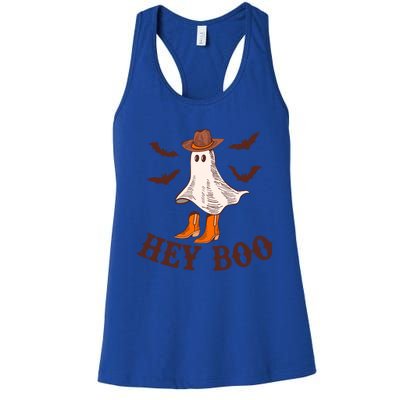 Hey Boo Ghost Western Cow Funny Halloween Spooky Cute Gift Women's Racerback Tank