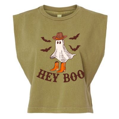 Hey Boo Ghost Western Cow Funny Halloween Spooky Cute Gift Garment-Dyed Women's Muscle Tee