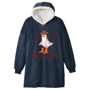 Hey Boo Ghost Western Cow Funny Halloween Spooky Cute Gift Hooded Wearable Blanket