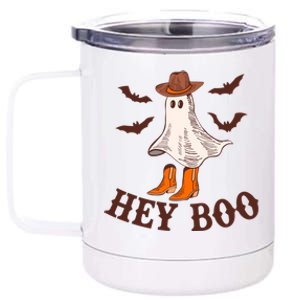 Hey Boo Ghost Western Cow Funny Halloween Spooky Cute Gift 12 oz Stainless Steel Tumbler Cup