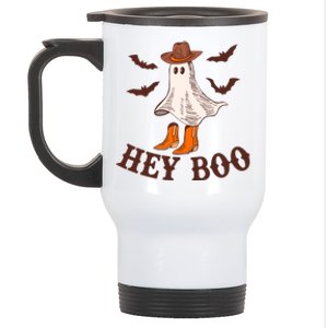 Hey Boo Ghost Western Cow Funny Halloween Spooky Cute Gift Stainless Steel Travel Mug