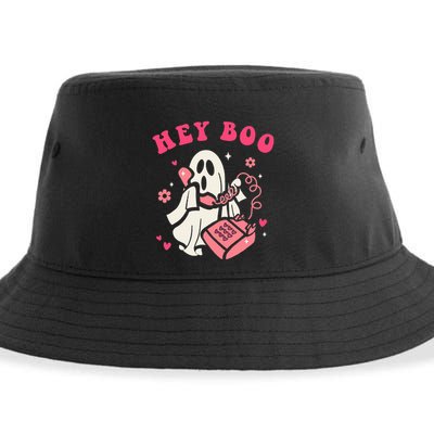 Hey Boo Ghost Halloween Sustainable Bucket Hat