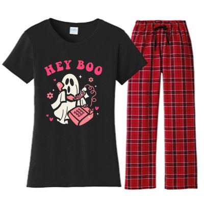 Hey Boo Ghost Halloween Women's Flannel Pajama Set