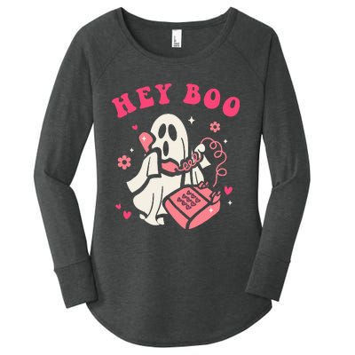 Hey Boo Ghost Halloween Women's Perfect Tri Tunic Long Sleeve Shirt