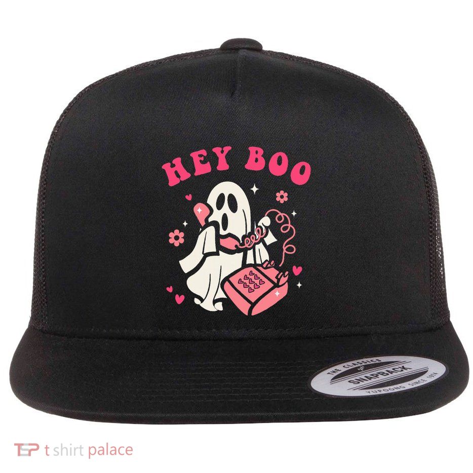 Hey Boo Ghost Halloween Flatbill Hat