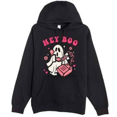 Hey Boo Ghost Halloween Premium Pullover Hoodie