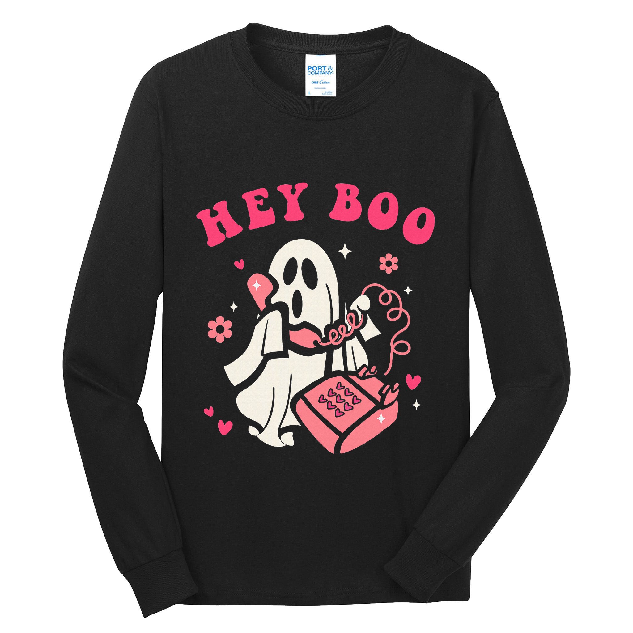 Hey Boo Ghost Halloween Tall Long Sleeve T-Shirt